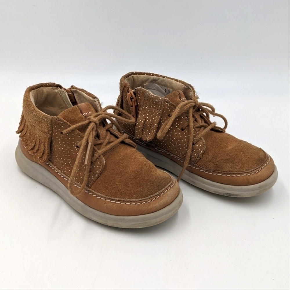 Clarks Polka Dot Suede Fringe Low Boot 8.5T